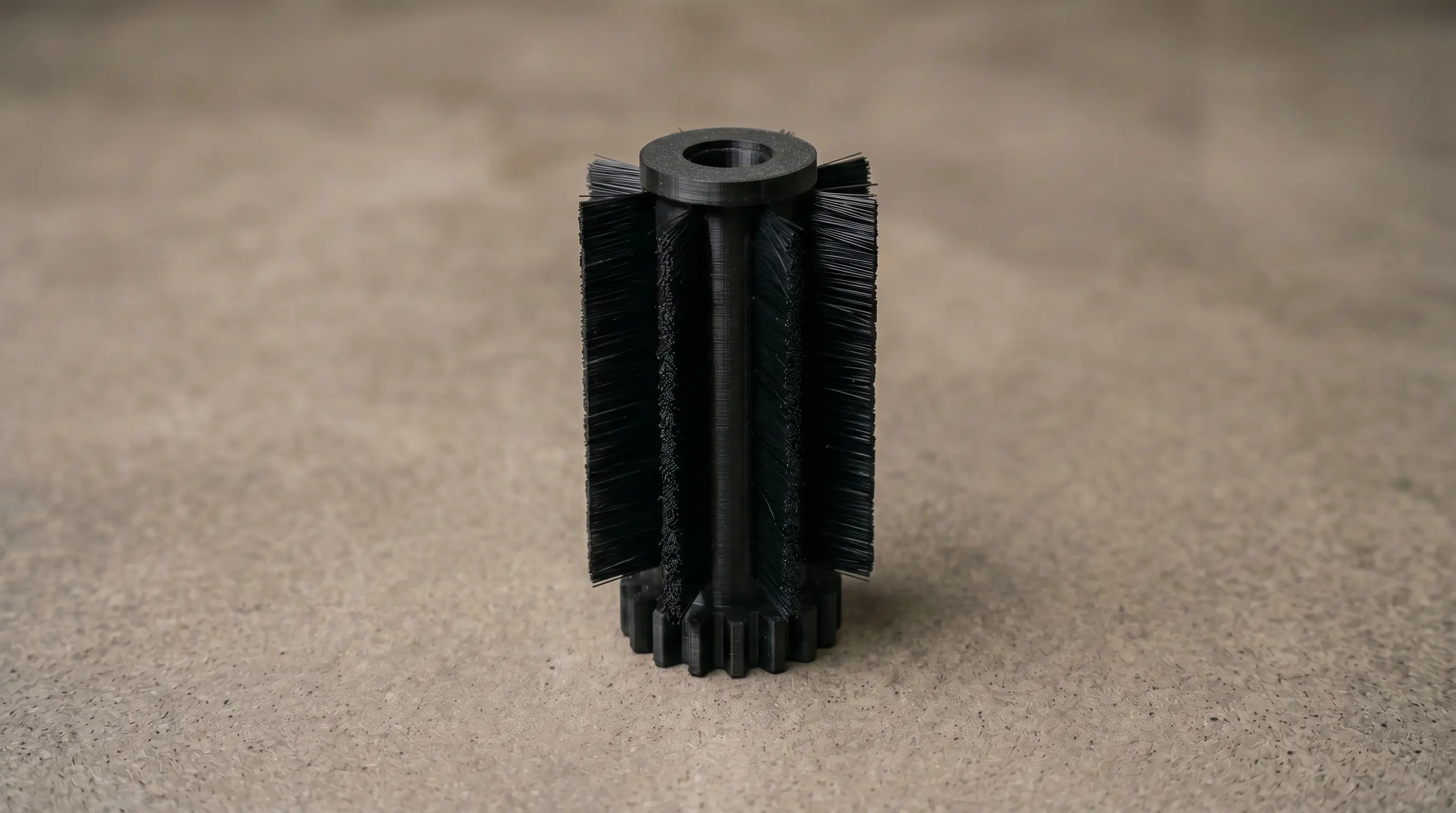 Belt cleaning roller — printed PETG core with twelve assembled bristle sets